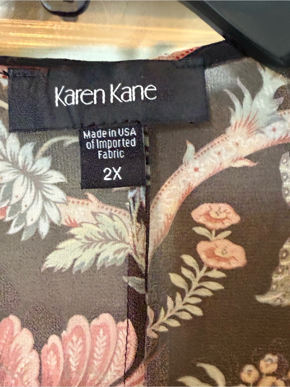 # Karen Kane 2X Black Floral Sheer Duster - Picture 2 of 6